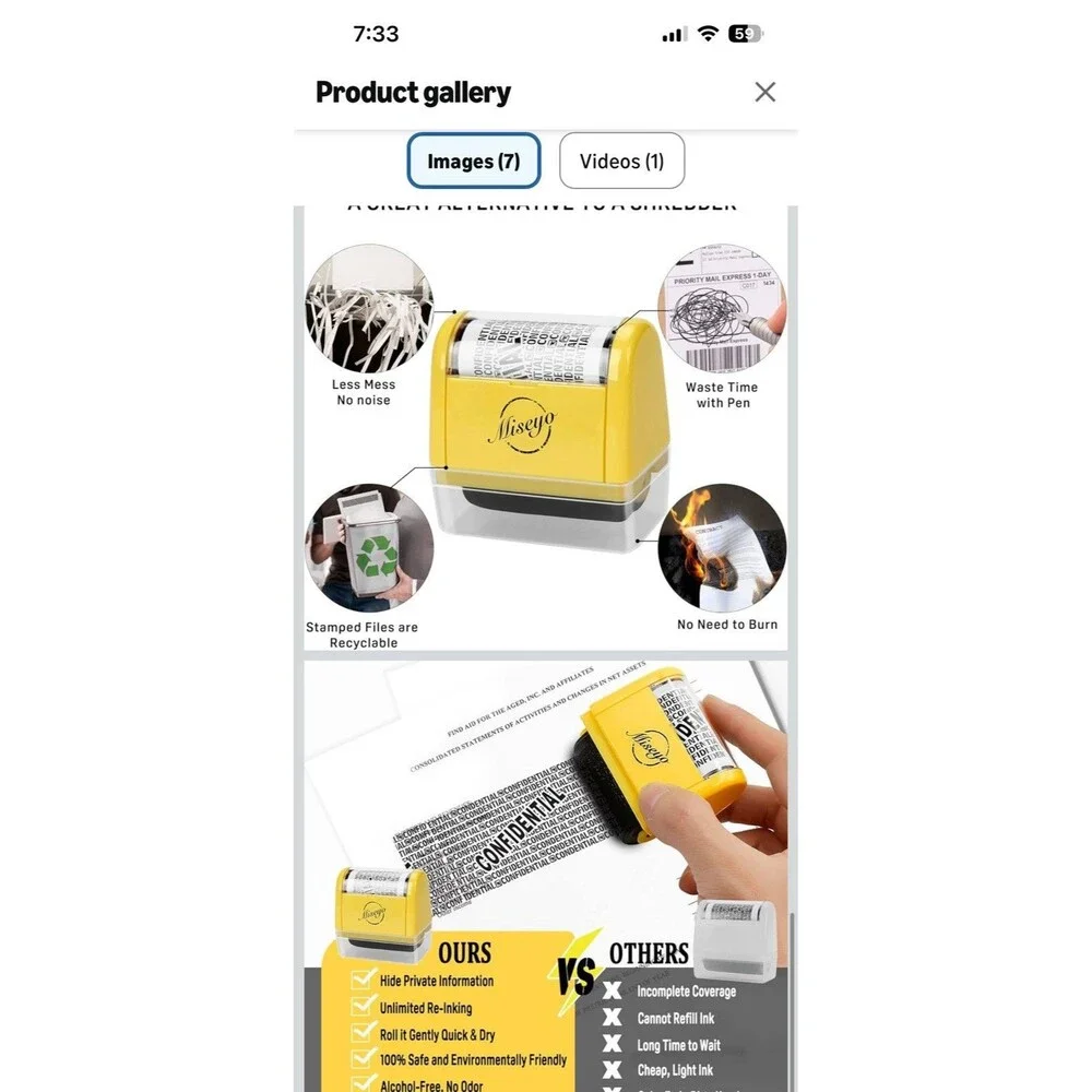 3 Pack Wide Roller Stamp Identity Theft Stamp 1.5 Inch Perfect for Privacy Pr...